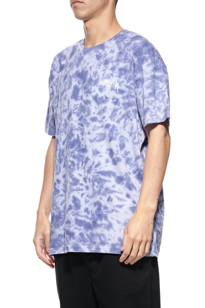 Stussy Designs Tie Dye Men's T Shirts Blue | IL0000155