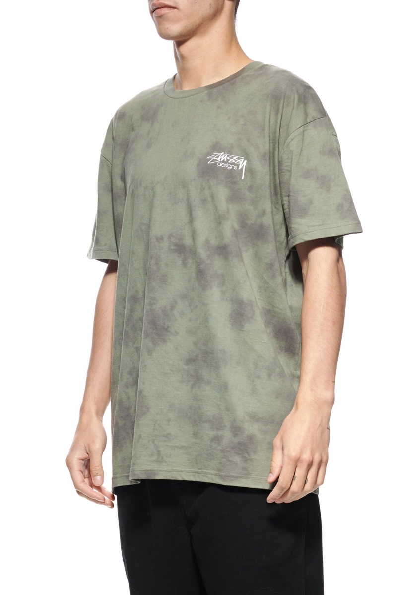 Stussy Designs Tie Dye Men's T Shirts Green | IL0000154