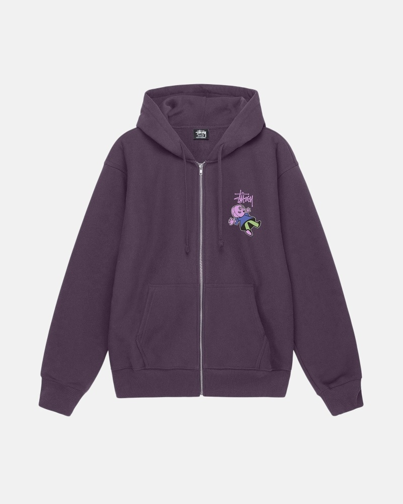 Stussy Dollie Zip Men's Hoodies Purple | IL0000038