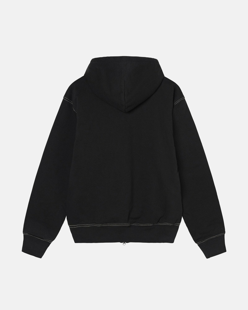 Stussy Double Face Label Zip Men's Hoodies Black | IL0000039