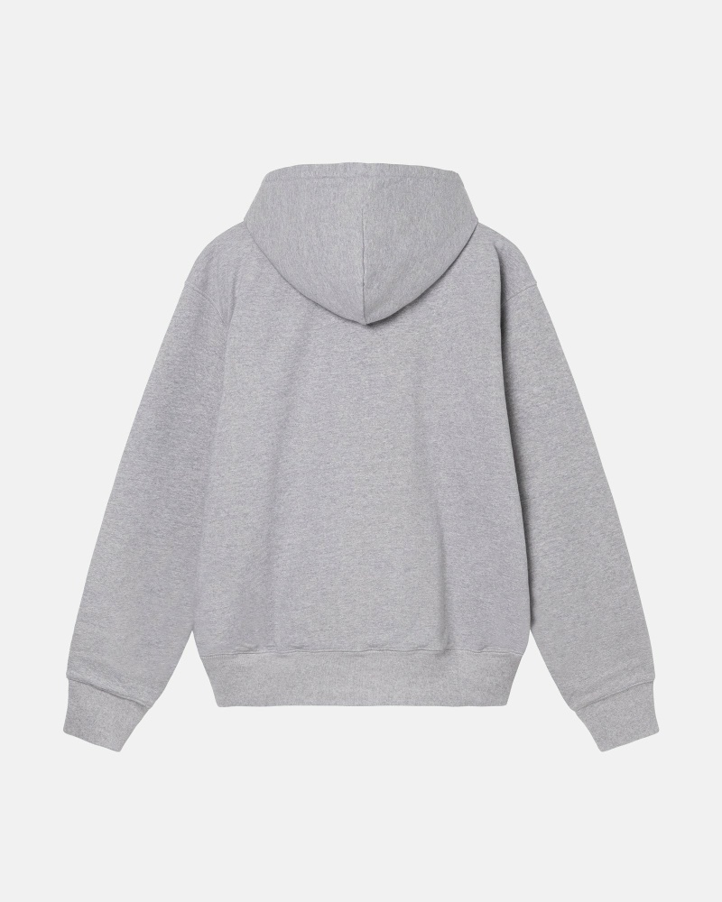 Stussy Double Face Label Zip Men's Hoodies Grey | IL0000040