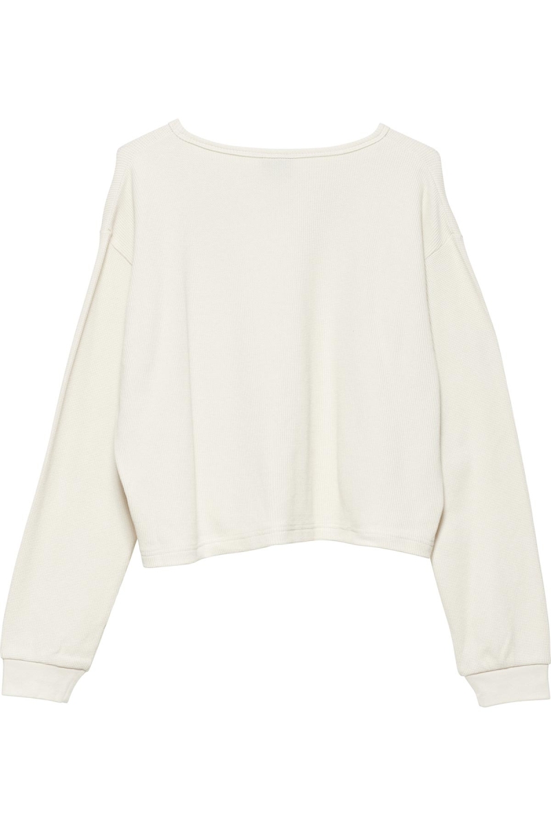 Stussy Dylan Waffle Henley Women's Sweatshirts White | IL0000917