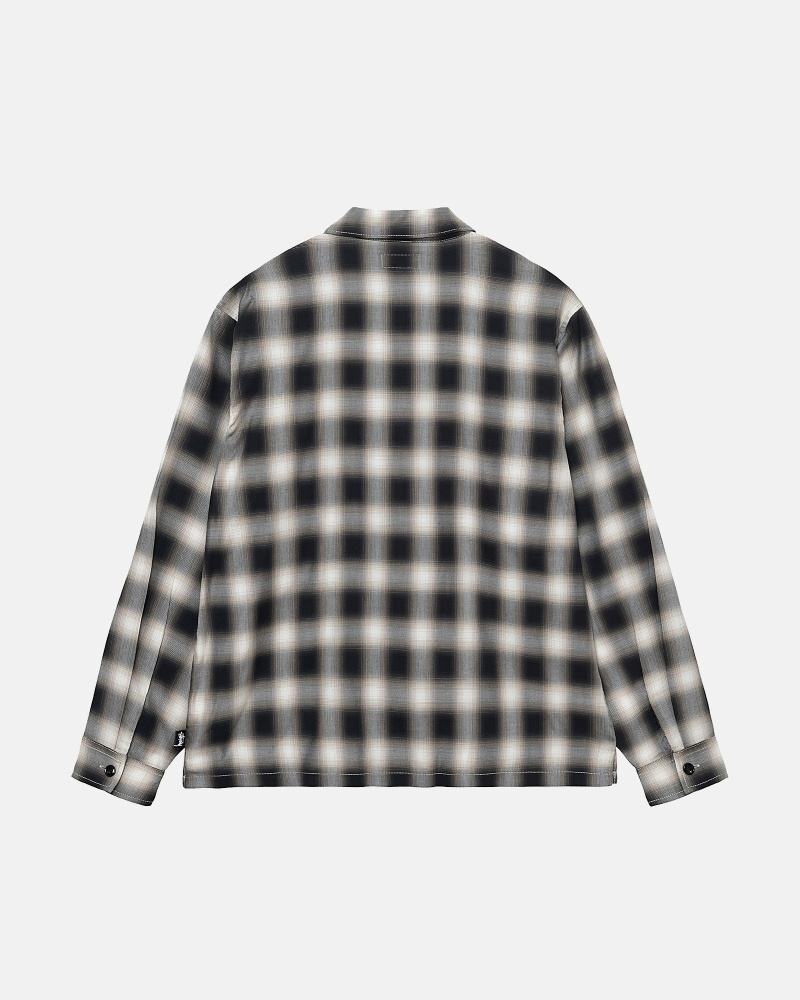 Stussy Eddie Plaid Zip Men's Shirts Black | IL0000304