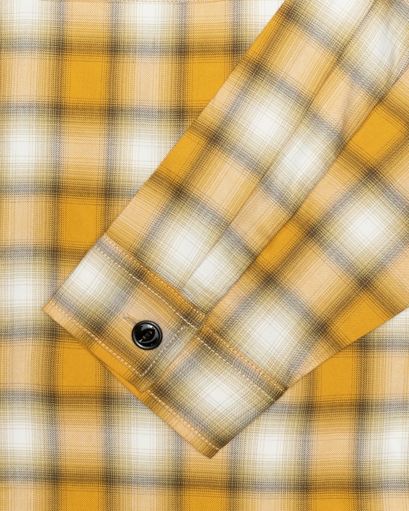 Stussy Eddie Plaid Zip Men's Shirts Mustard | IL0000303