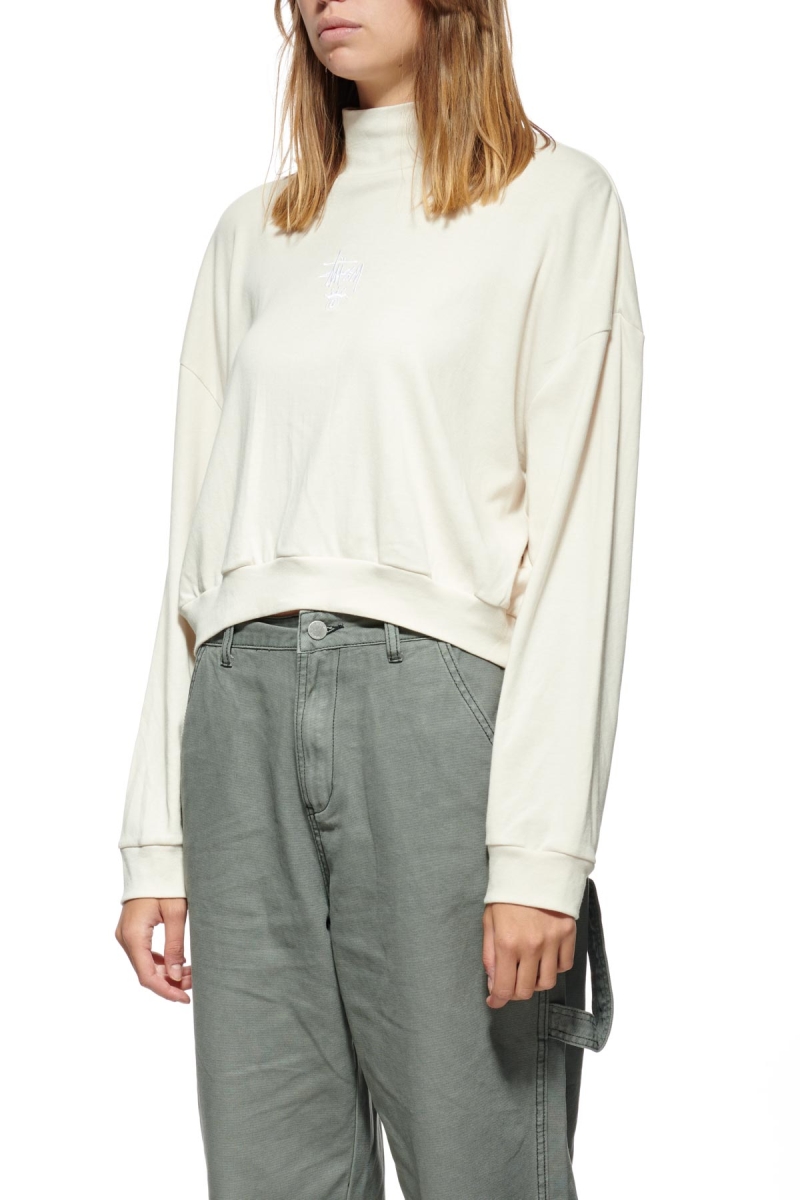 Stussy Ellen Rib Turtleneck Women's Sweatshirts White | IL0000918