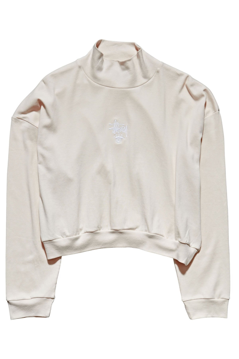 Stussy Ellen Rib Turtleneck Women\'s Sweatshirts White | IL0000918