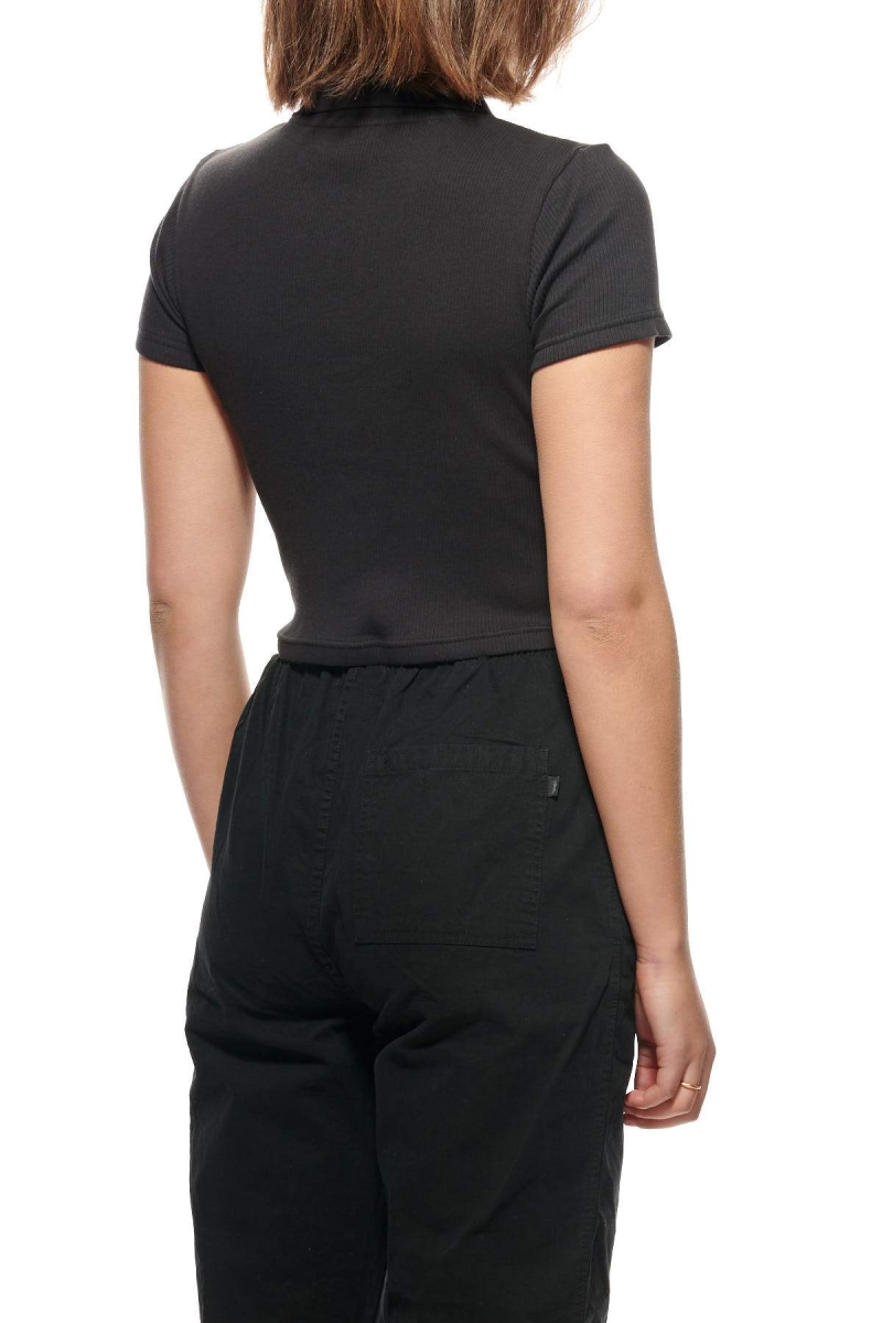 Stussy Elson Rib Polo Women's Shirts Black | IL0000305