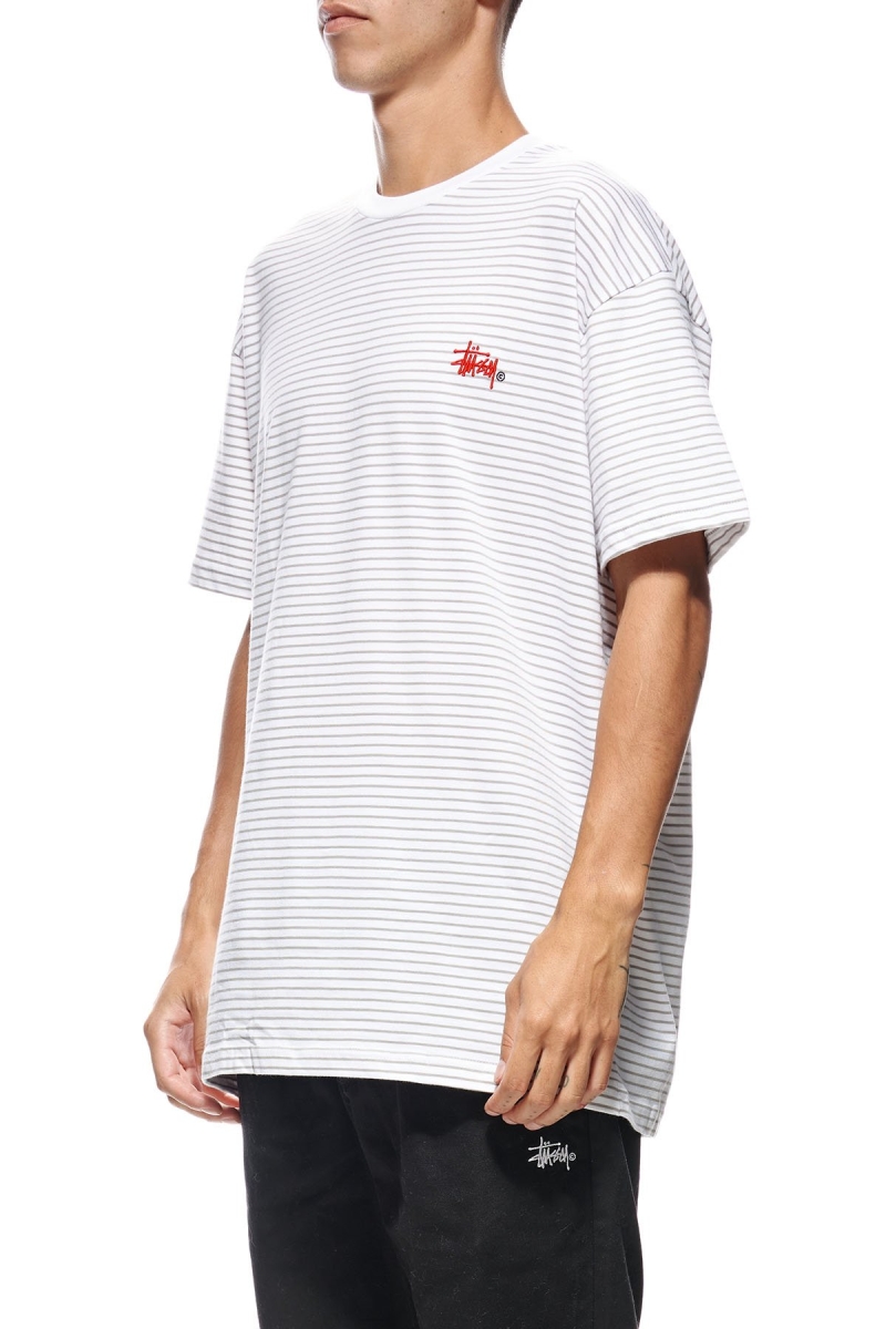 Stussy Emerald Stripe SS Men's T Shirts Brown | IL0000165