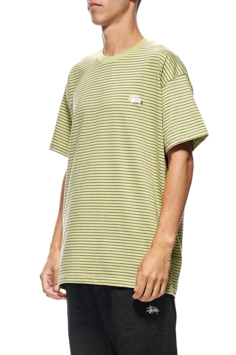 Stussy Emerald Stripe SS Men's T Shirts Green | IL0000166