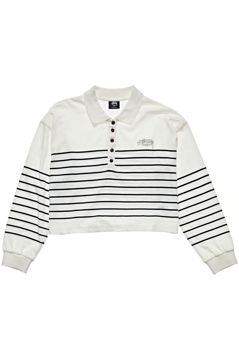 Stussy Emerson Stripe Rugby Women\'s Shirts White | IL0000306