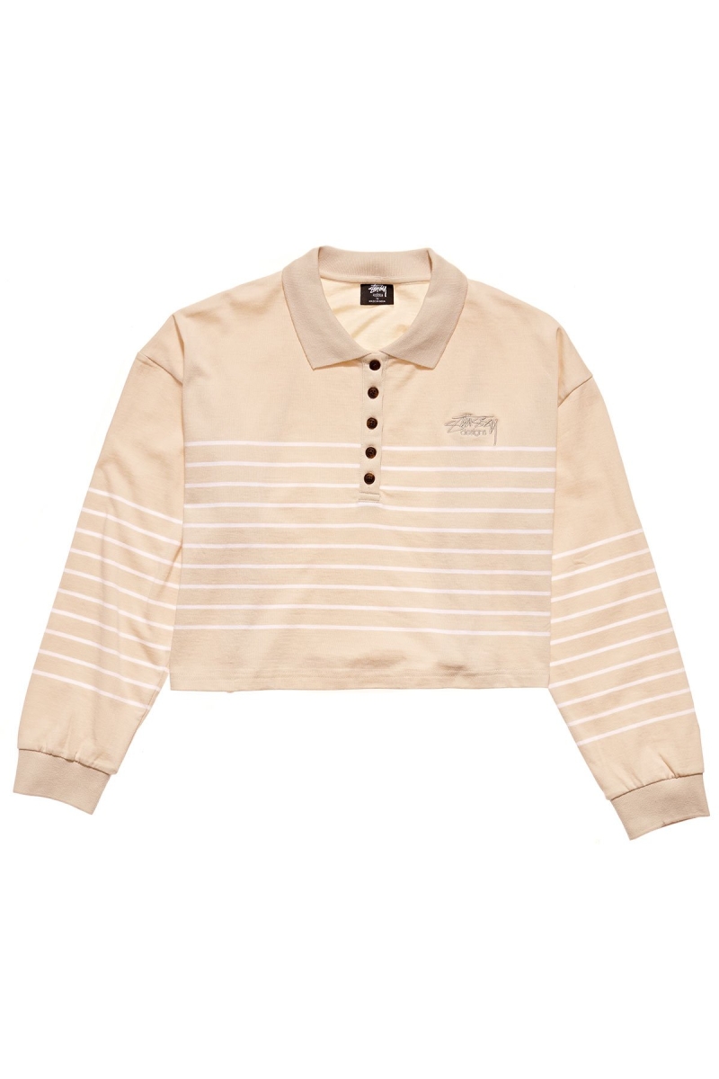 Stussy Emerson Stripe Rugby Women\'s Shirts Orange | IL0000307