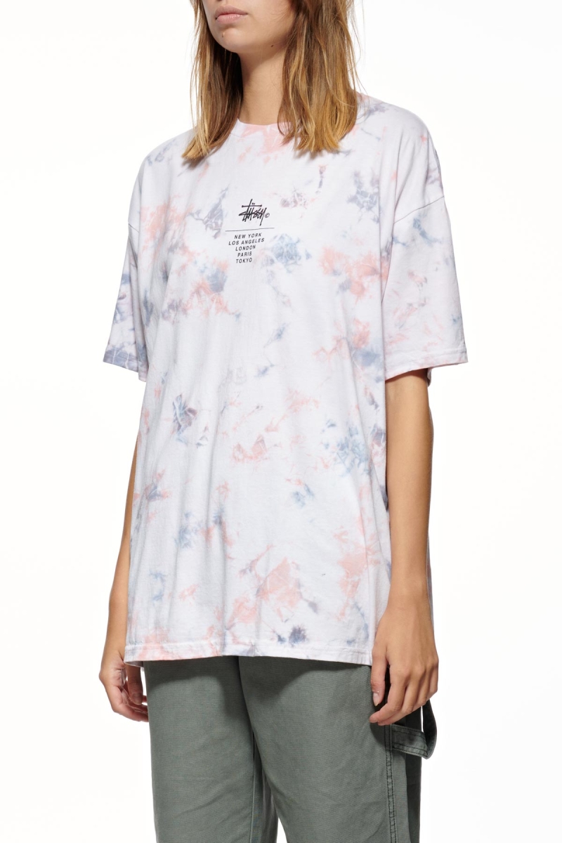 Stussy Florida TD Relaxed Women's T Shirts Pink | IL0000169