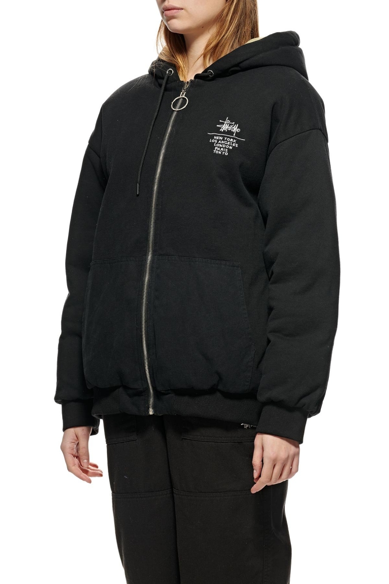 Stussy Fowler Reversible Puffa Women's Jackets Black | IL0000339