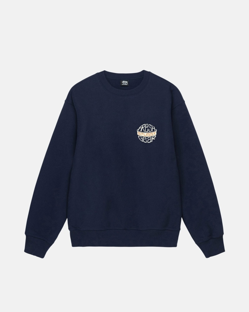 Stussy Fresh Gear Crew Men's Hoodies Navy | IL0000042