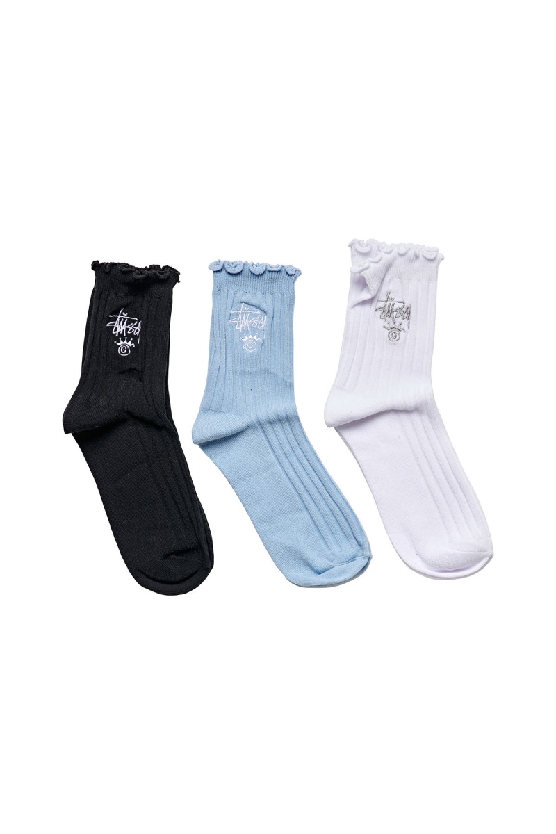 Stussy Frill 3PK Women\'s Socks Brown | IL0000721