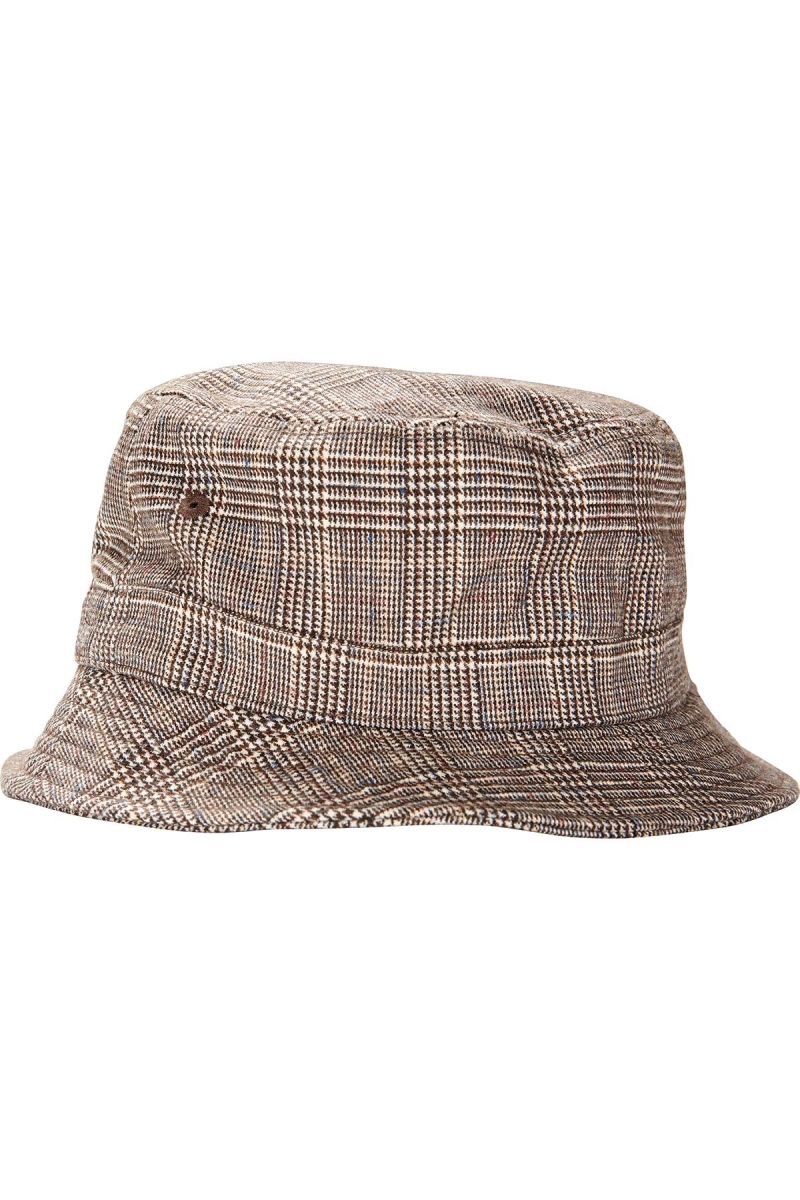 Stussy Glen Plaid Bucket Women's Hats Brown | IL0000436