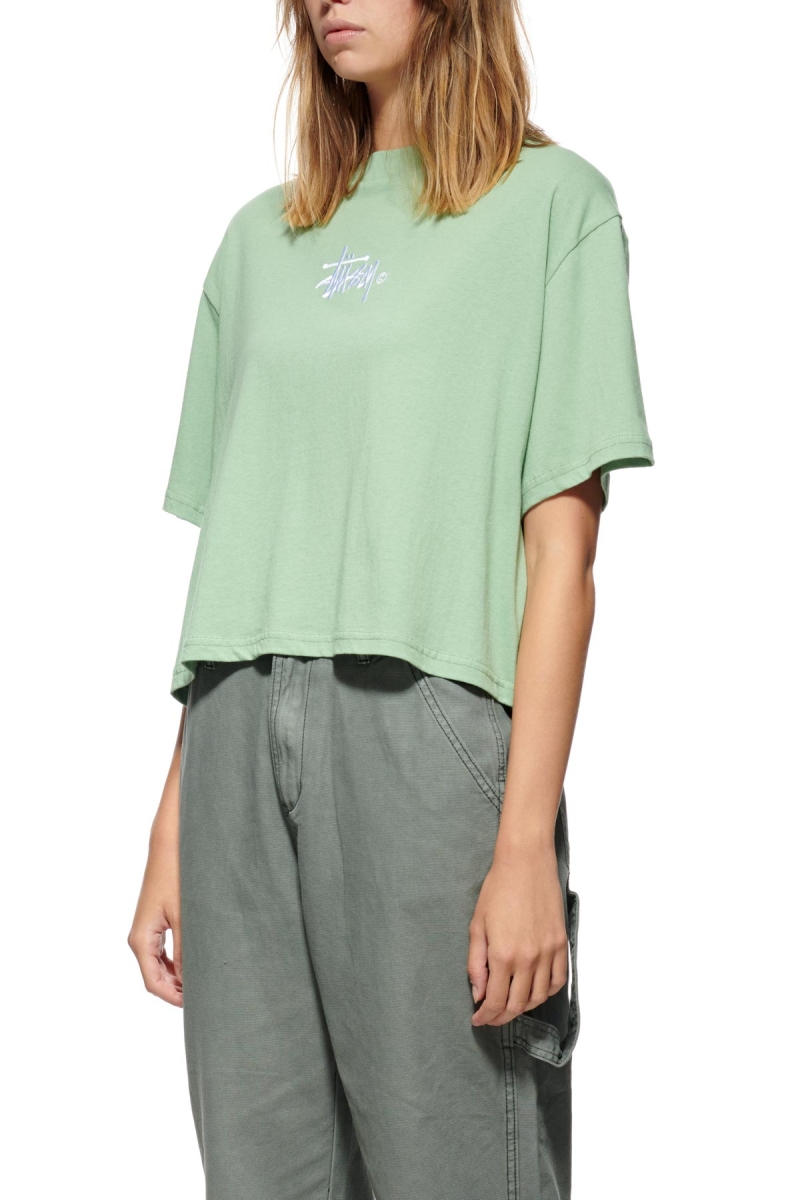 Stussy Graffiti Boxy Women's T Shirts Green | IL0000175