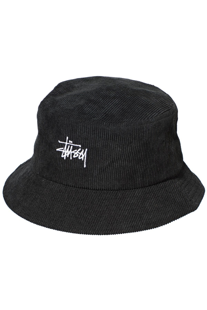 Stussy Graffiti Cord Bucket Women\'s Hats Black | IL0000442