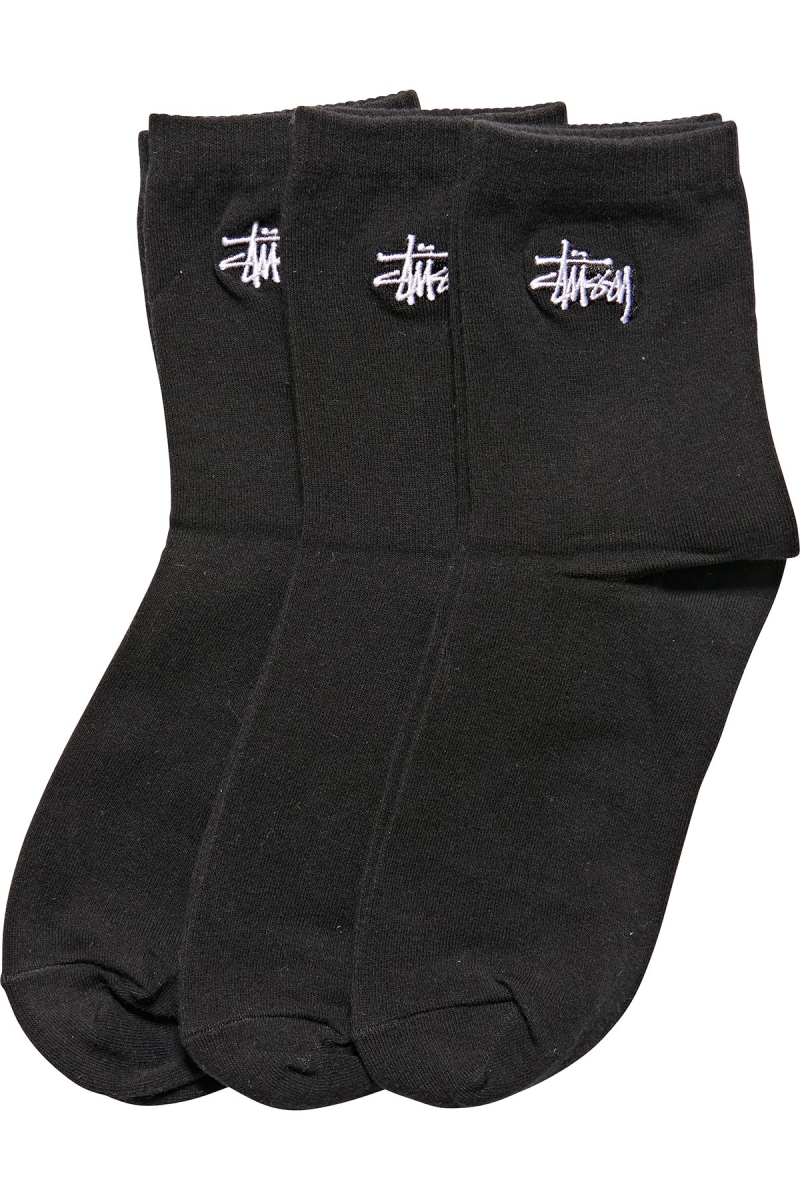 Stussy Graffiti Crew (3 Pack) Men\'s Socks Black | IL0000725