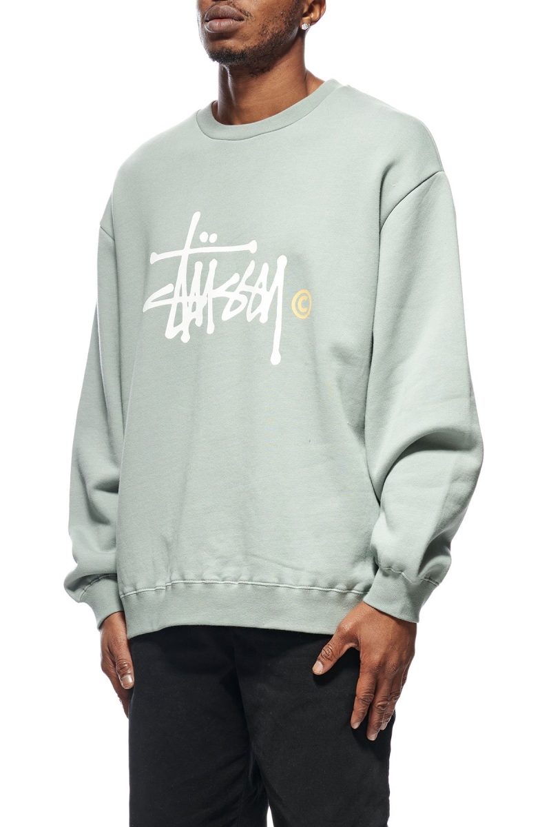 Stussy Graffiti Crew Men's Sweaters Green | IL0000837