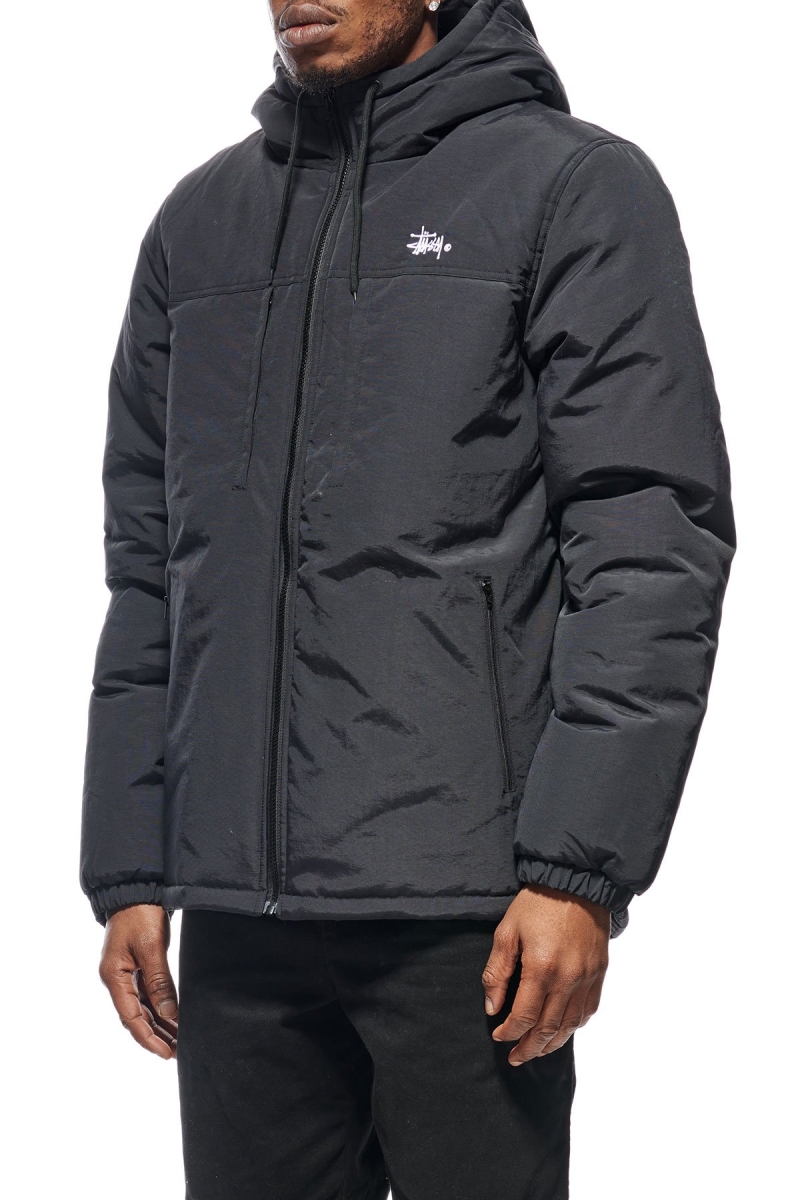 Stussy Graffiti Hooded Spray Men's Jackets Black | IL0000340