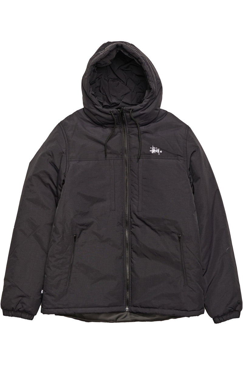 Stussy Graffiti Hooded Spray Men\'s Jackets Black | IL0000340