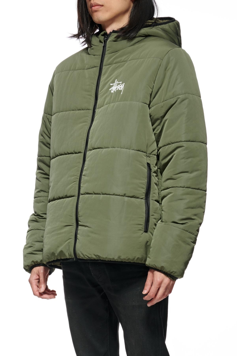 Stussy Graffiti Lightweight Puffa Men's Jackets Green | IL0000341