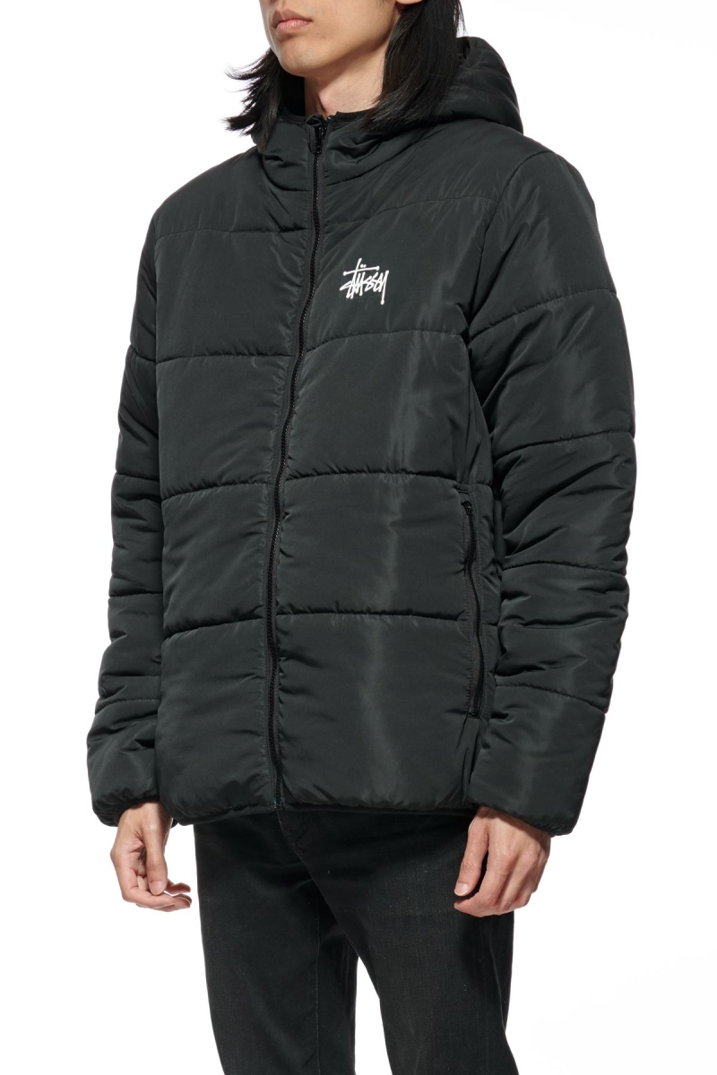 Stussy Graffiti Lightweight Puffa Men's Jackets Black | IL0000342