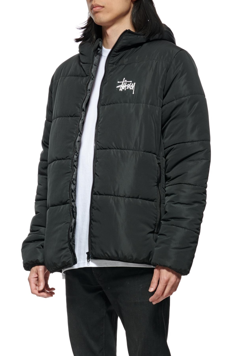 Stussy Graffiti Lightweight Puffa Men's Jackets Black | IL0000342