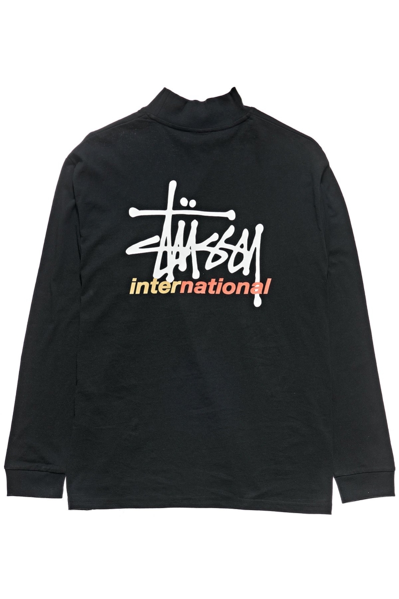 Stussy Graffiti Mock Neck LS OS Women's Sweatshirts Black | IL0000921