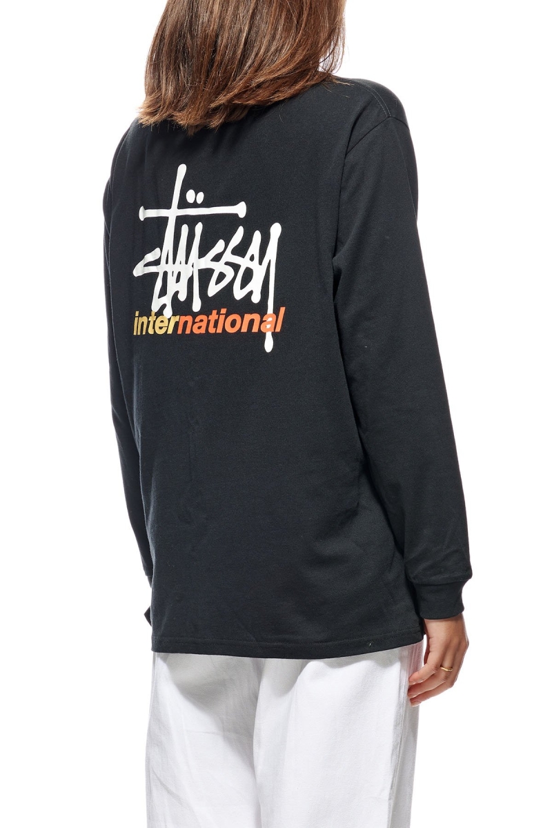 Stussy Graffiti Mock Neck LS OS Women's Sweatshirts Black | IL0000921