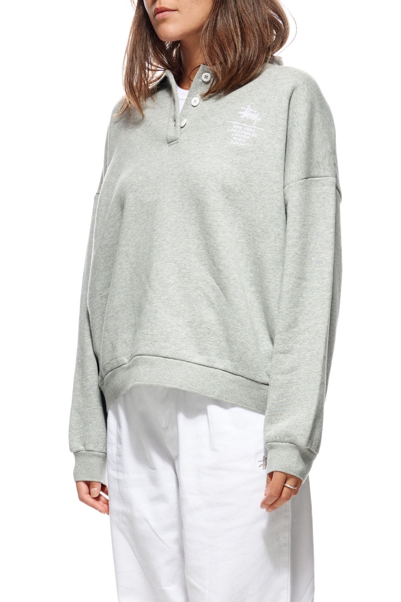 Stussy Graffiti OS Fleece Polo Women's Sweaters Grey | IL0000839