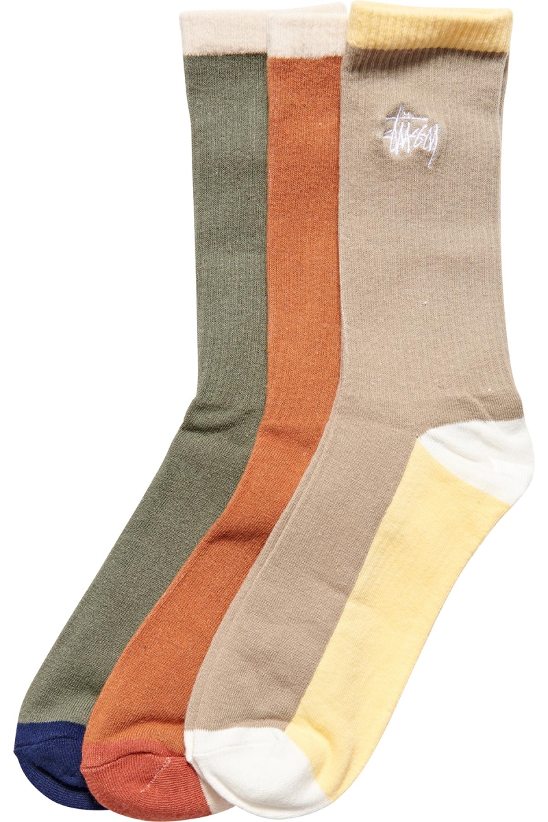 Stussy Graffiti Panel (3 Pack) Women\'s Socks Orange | IL0000732