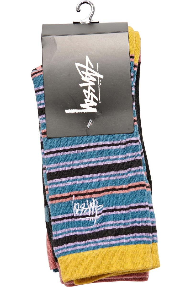 Stussy Graffiti Pattern (3 Pack) Men's Socks Orange | IL0000733