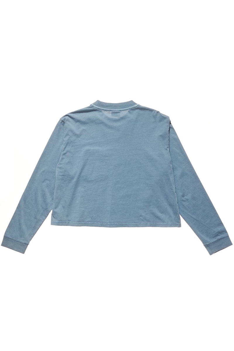 Stussy Graffiti Pigment LS Boxy Women's Sweatshirts Blue | IL0000922