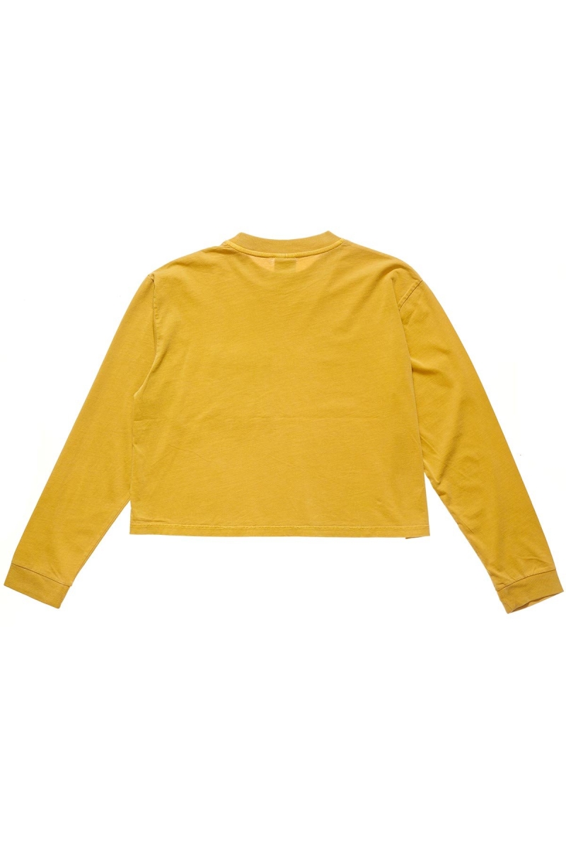 Stussy Graffiti Pigment LS Boxy Women's Sweatshirts Yellow | IL0000923