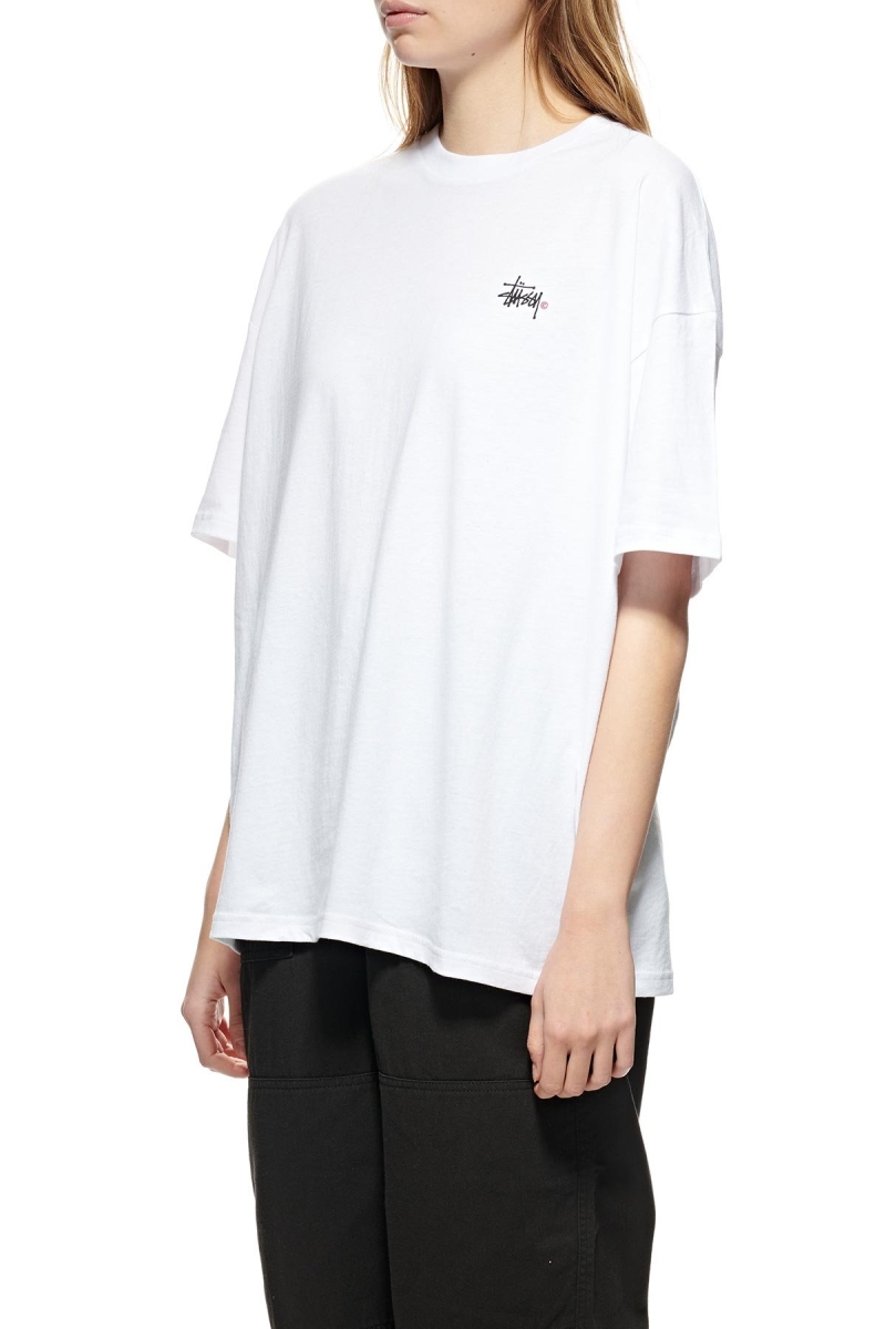 Stussy Graffiti Pigment Relaxed Women's T Shirts White | IL0000181