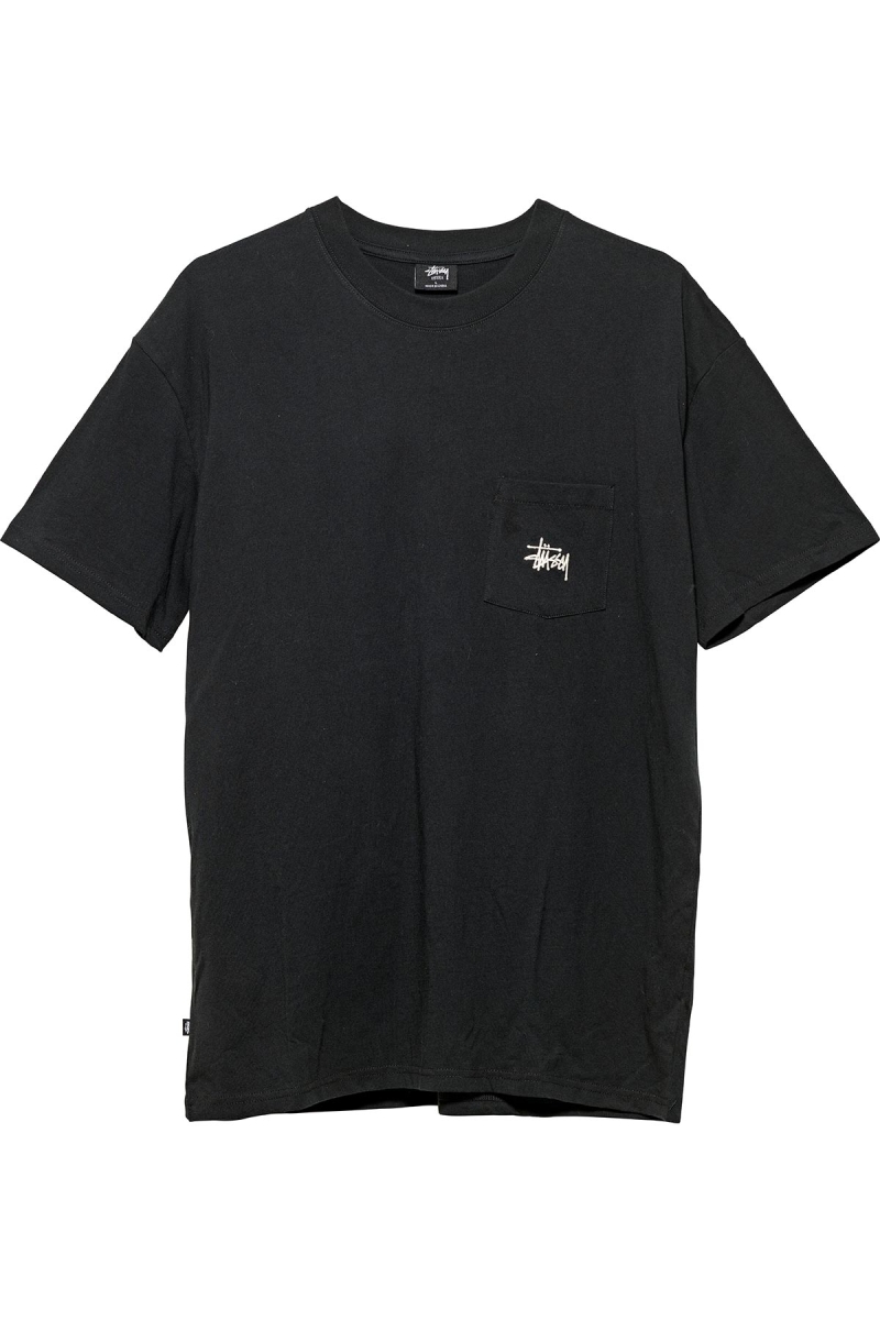 Stussy Graffiti Pocket Men\'s T Shirts Black | IL0000182