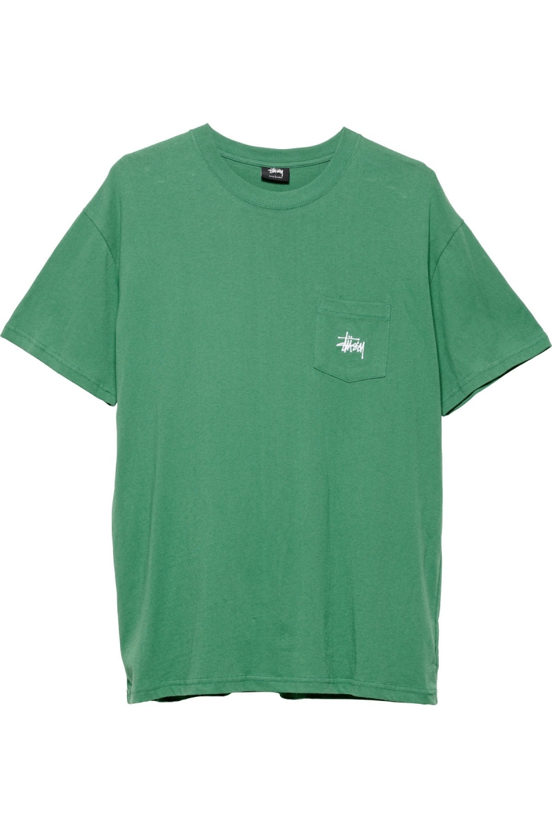 Stussy Graffiti Pocket Men\'s T Shirts Green | IL0000184