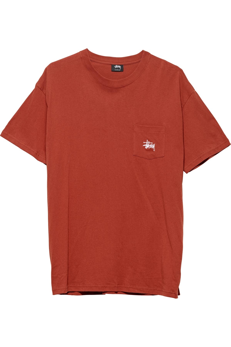 Stussy Graffiti Pocket Men\'s T Shirts Red | IL0000183