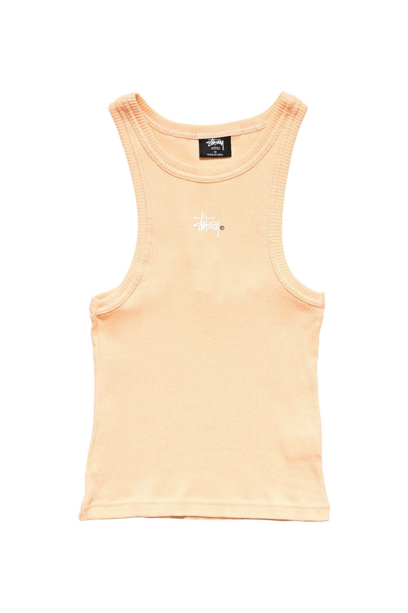 Stussy Graffiti Rib Cutaway Women\'s Tanks Yellow | IL0000964