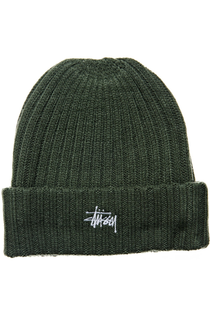 Stussy Graffiti Rib Knit Beanie Women\'s Hats Green | IL0000455