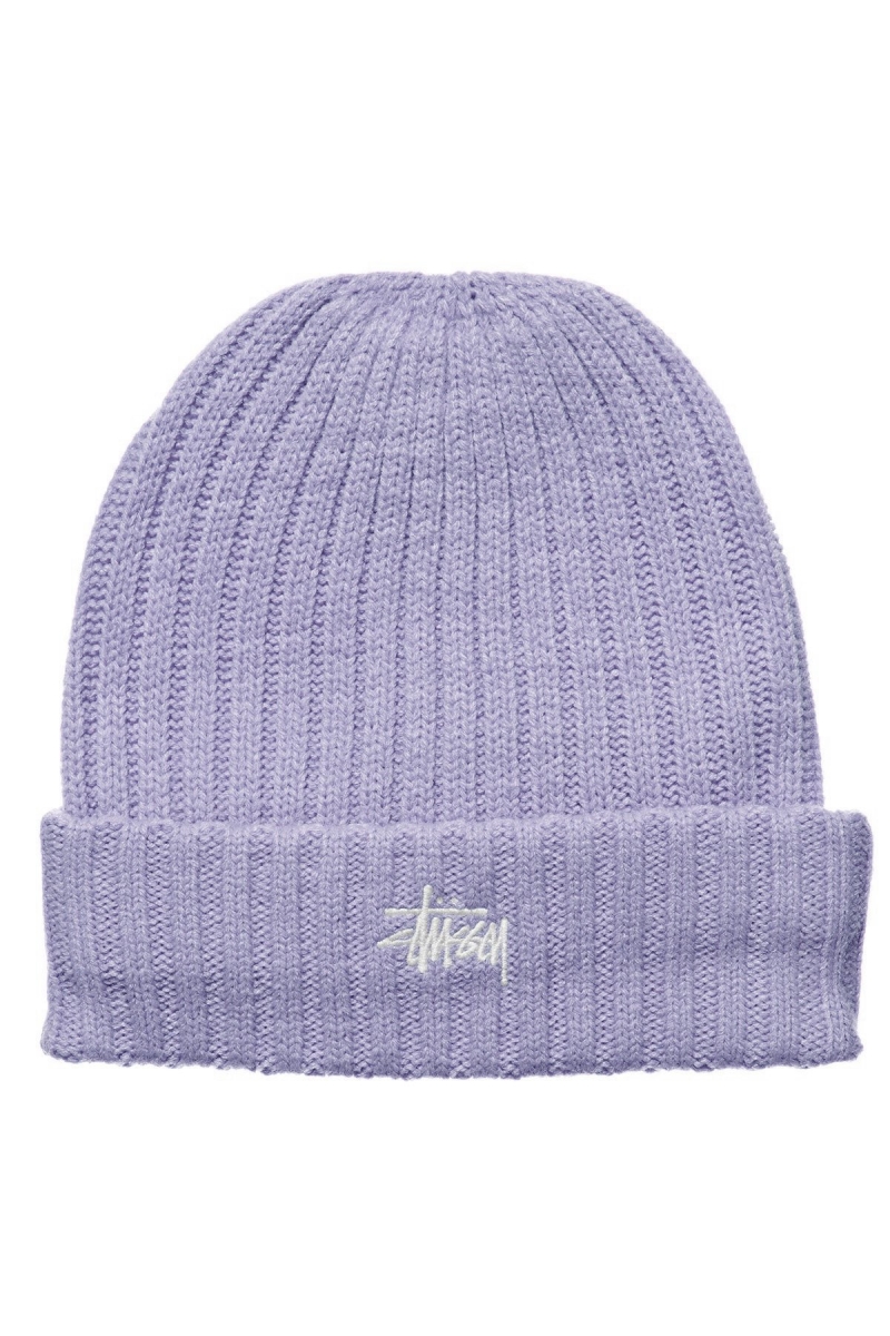 Stussy Graffiti Rib Knit Beanie Women\'s Hats Purple | IL0000456