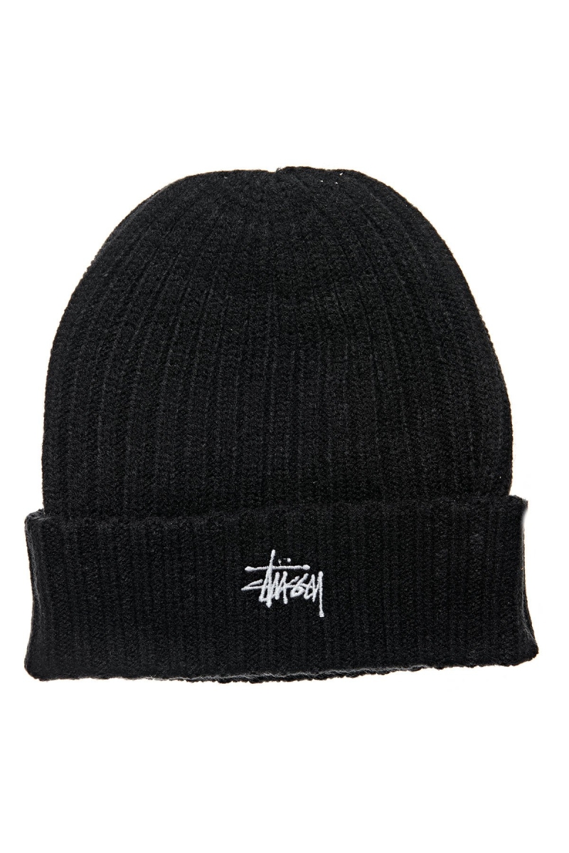 Stussy Graffiti Rib Knit Beanie Women\'s Hats Black | IL0000458