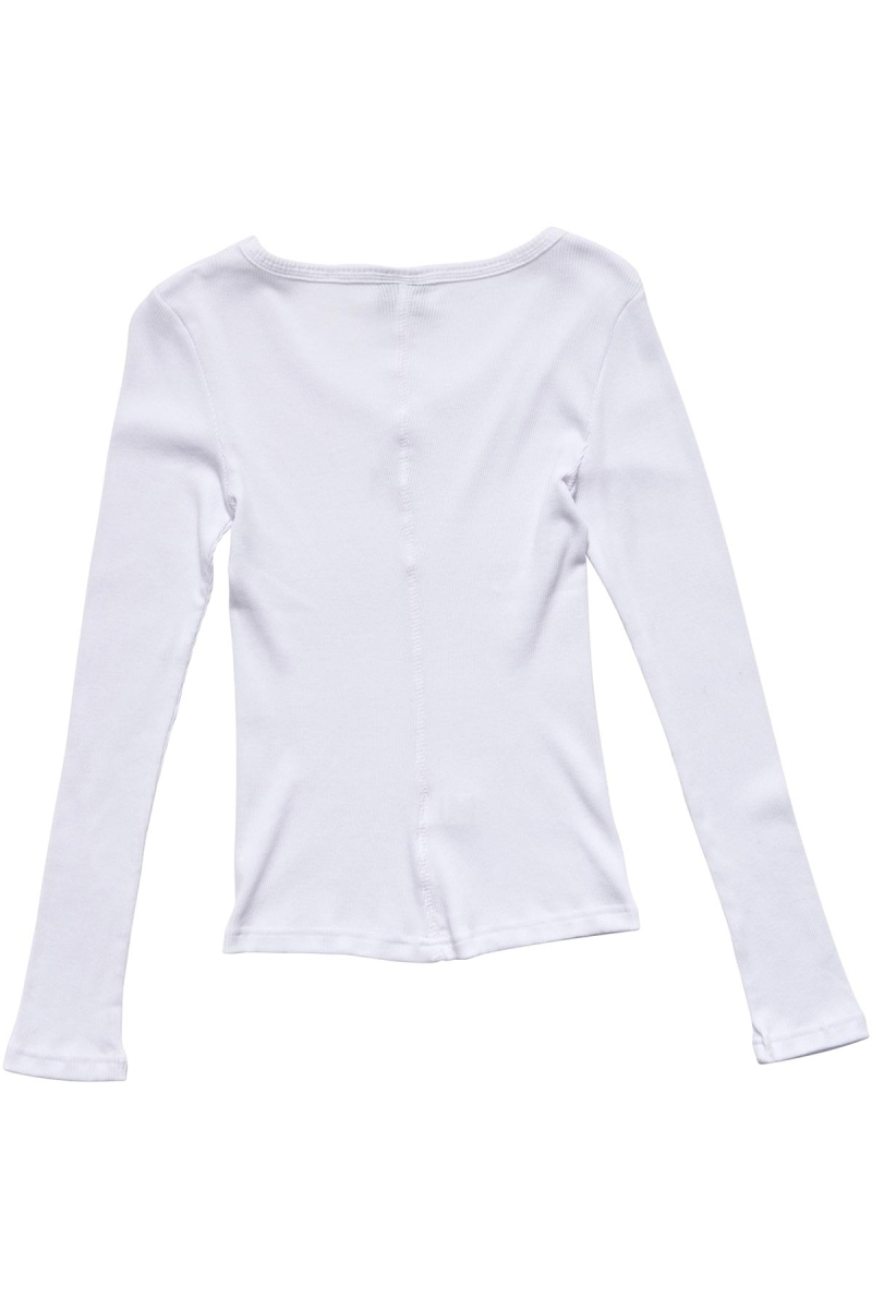 Stussy Graffiti Rib LS Women's Sweatshirts White | IL0000924