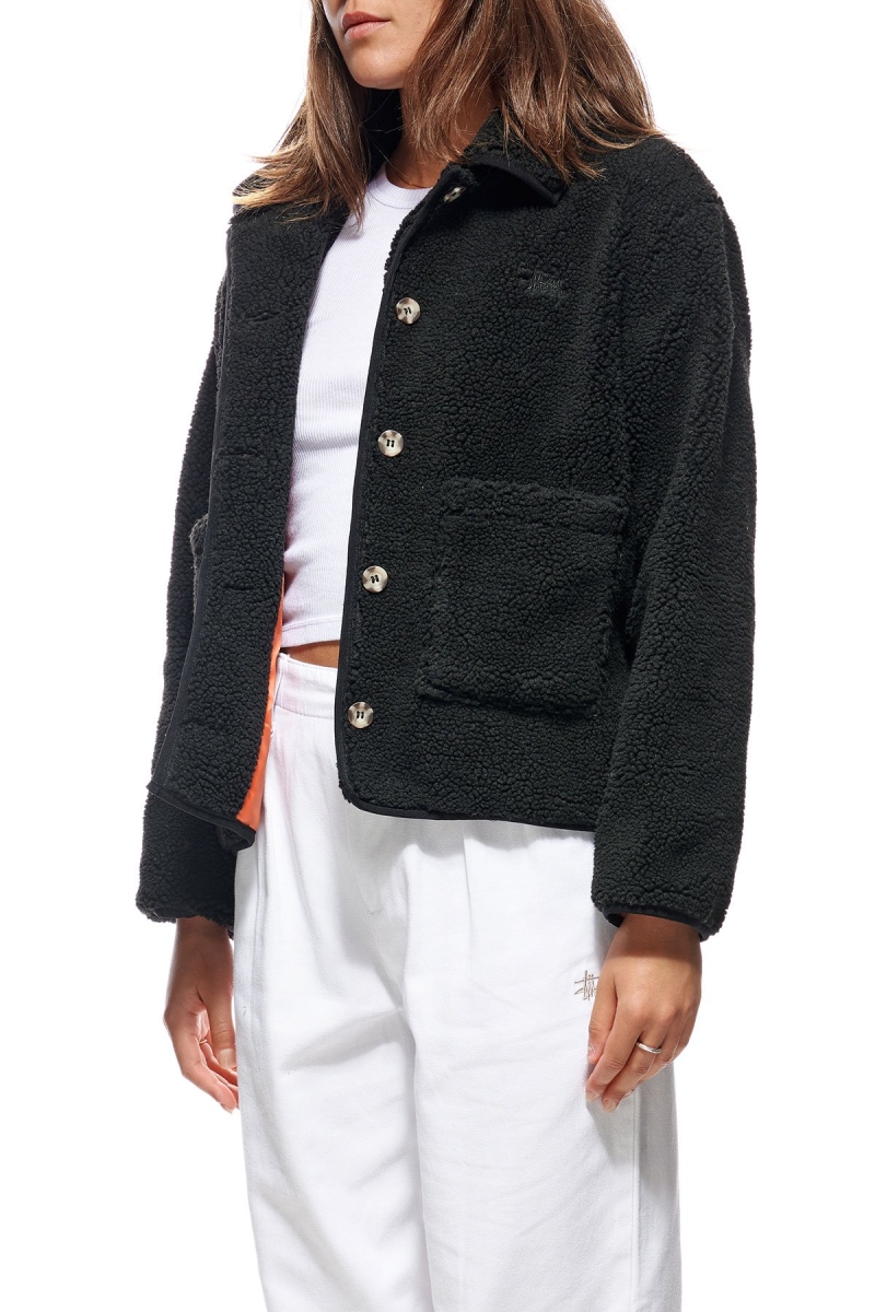 Stussy Graffiti Sherpa Coaches Women's Jackets Black | IL0000346