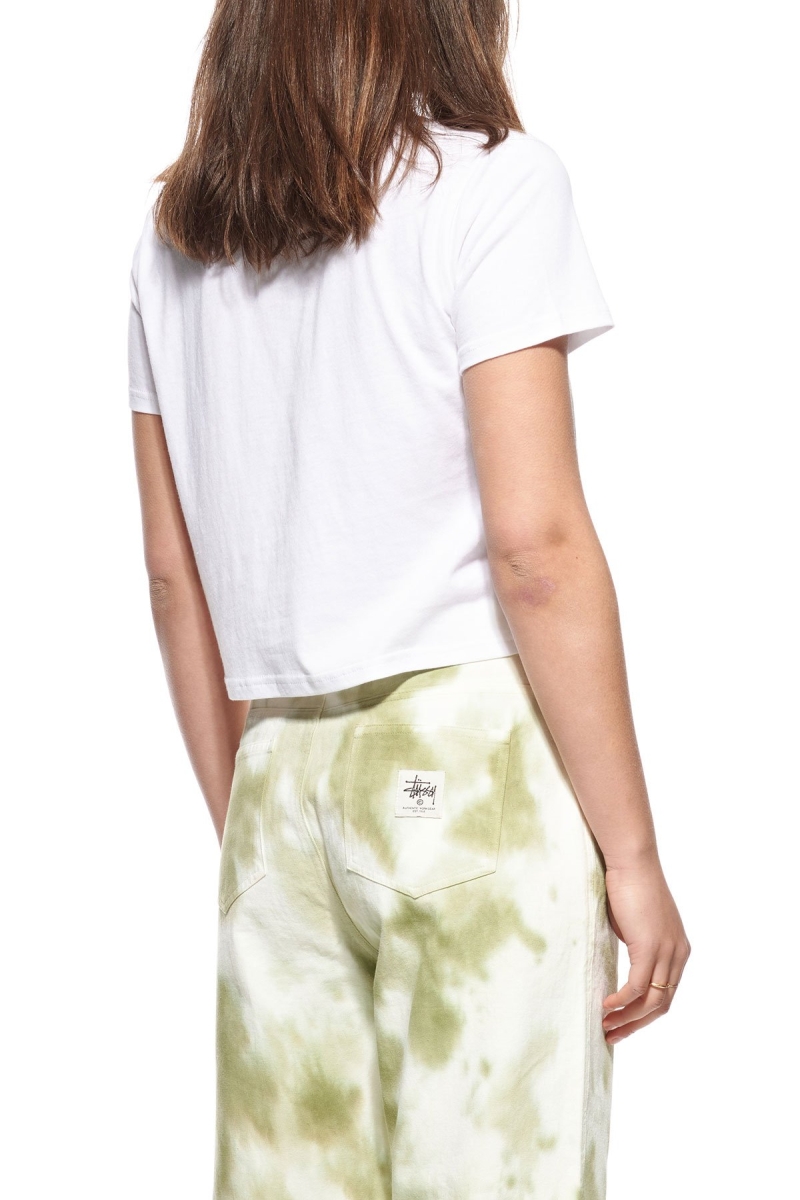 Stussy Graffiti Slim Women's T Shirts White | IL0000191