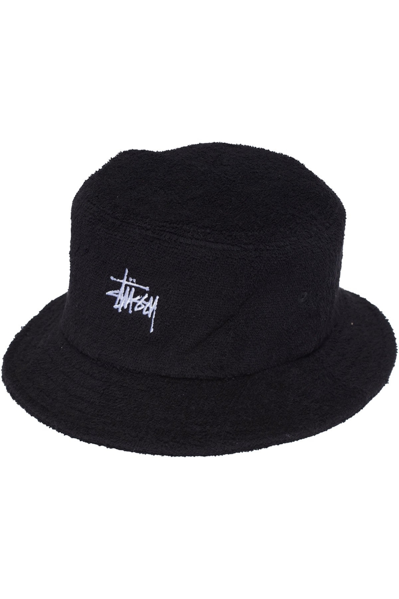 Stussy Graffiti Terry Bucket Men\'s Hats Black | IL0000459