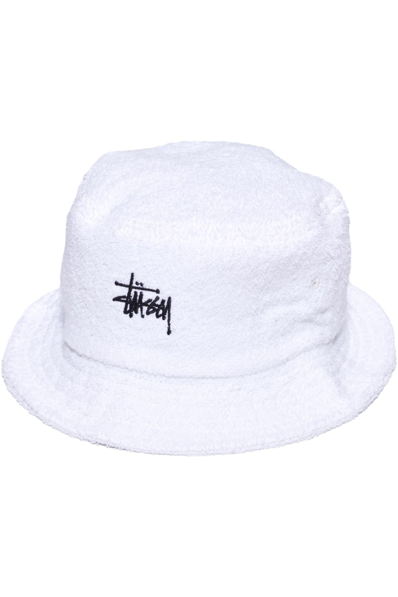 Stussy Graffiti Terry Bucket Men\'s Hats White | IL0000461