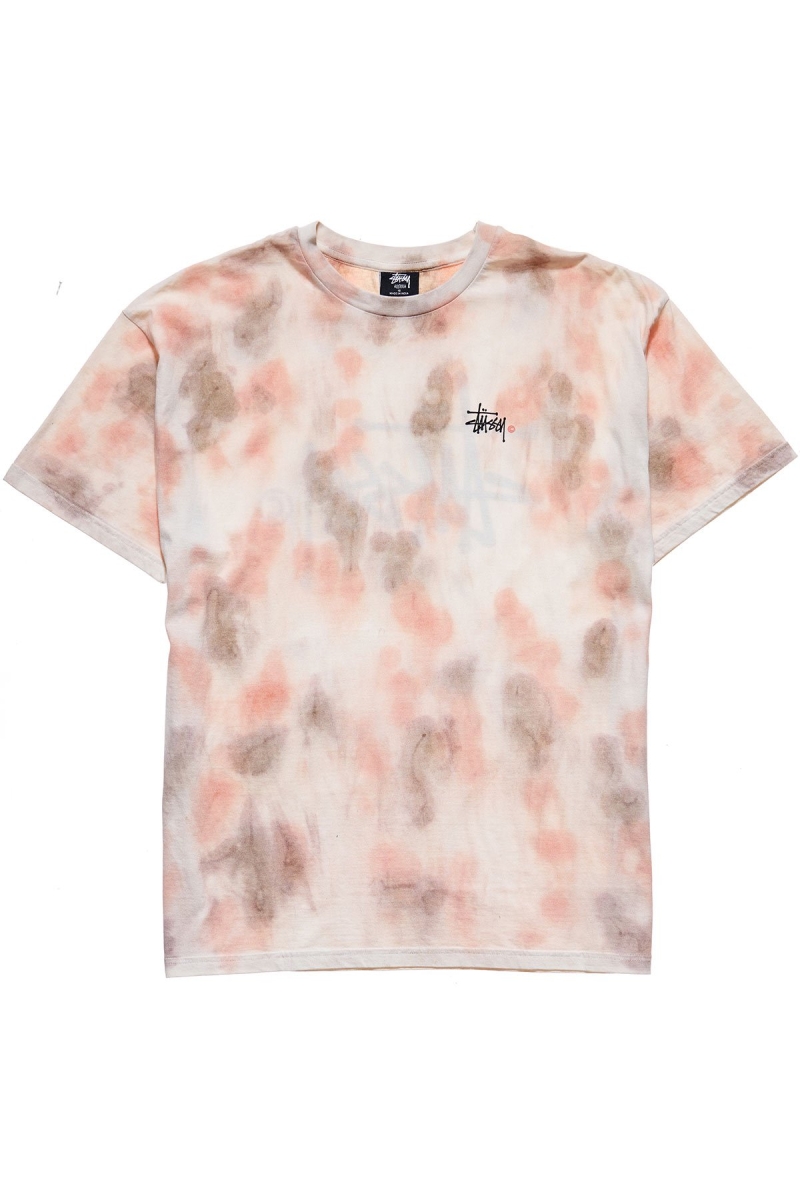 Stussy Graffiti Tie Dye Relaxed Women\'s T Shirts Pink | IL0000193